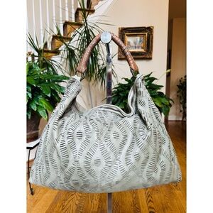 Giancarlo Nevola Laser Cut Leather Handbaf in Pale Pistachio